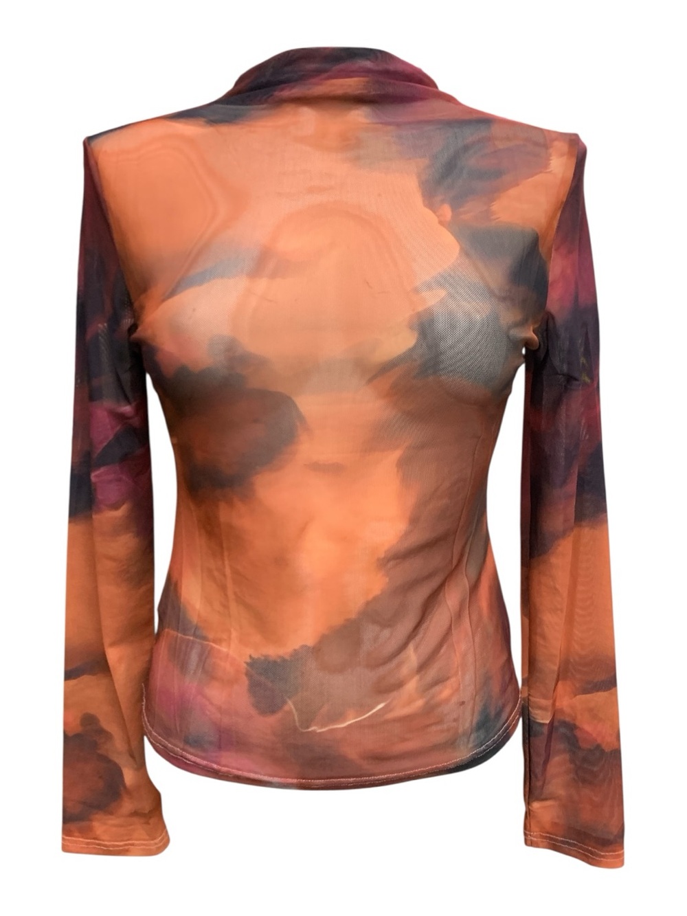Women's Orange Tie-Dye Long Sleeve Top